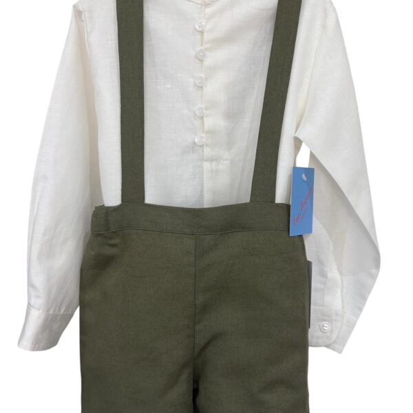 Conjunto camisa y peto básico niño de ceremonia y arras oliva de EVA MARTÍNEZ